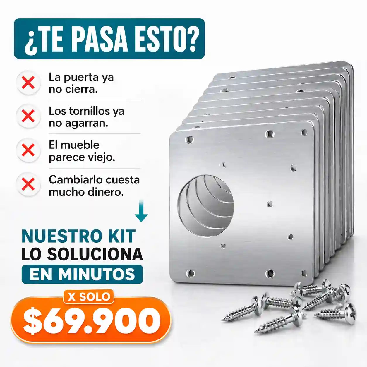 🔩 KIT REPARADOR DE BISAGRAS PRO x 8 UND + TORNILLOS GRATIS | No esperes más al carpintero